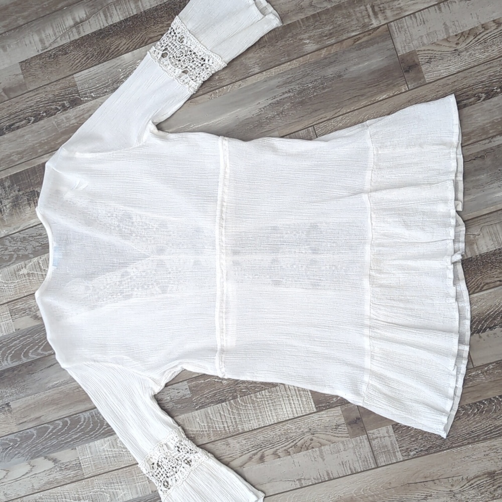 Blue Island Cotton Gauze Beach Cover Up White size Large - Picture 8 of 8